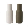 Audo Bottle Grinder Hunting Green + Beige with Walnut / Set 2^ Salt & Pepper