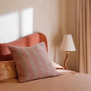 Bonnie and Neil Boucle Soft Pink Striped Cushion 60x60cm^ Cushions