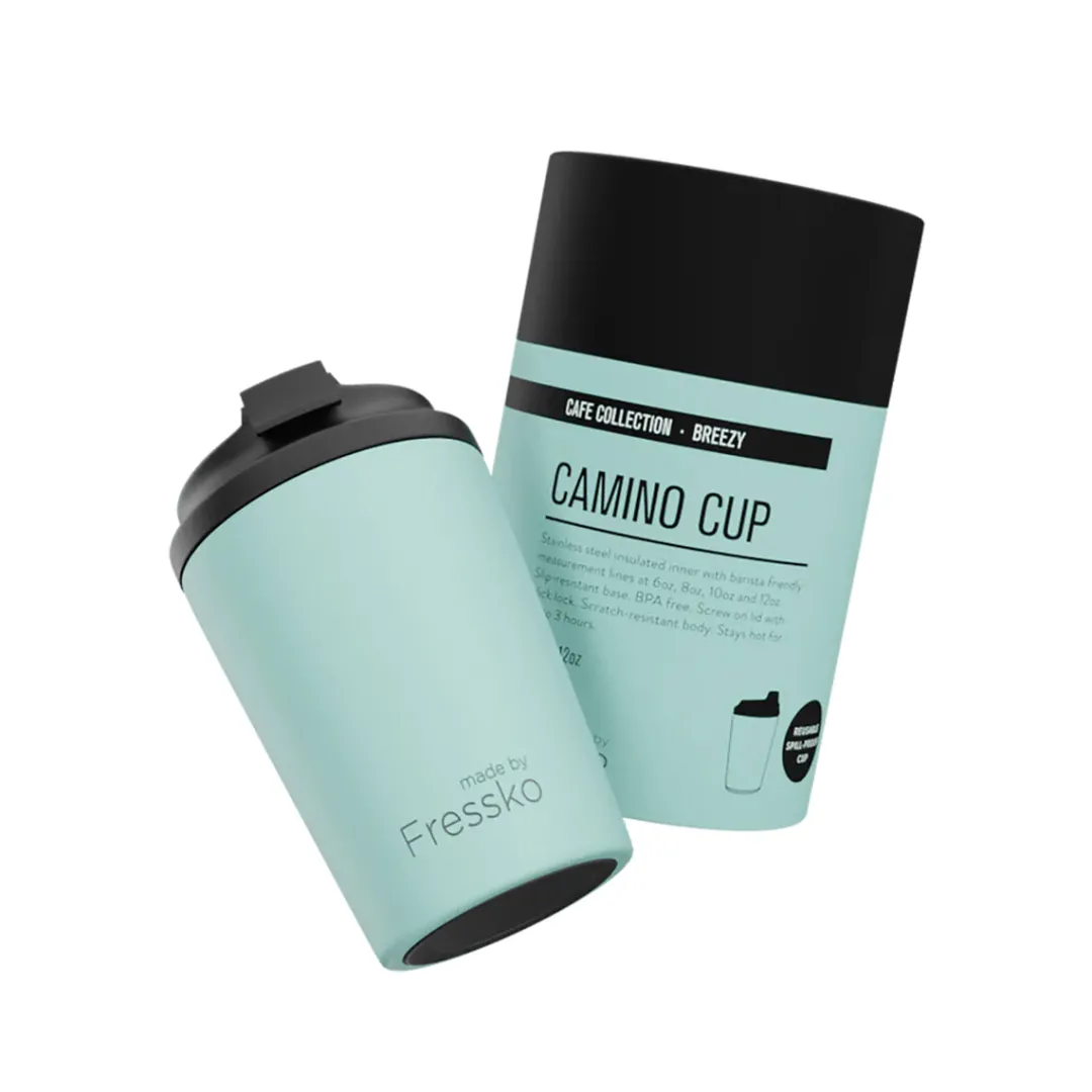 camino_reusable_cup_oz_br_1.webp Made by Fressko Camino Re-Usable Cup 12oz Breezy^ Tea & Coffee