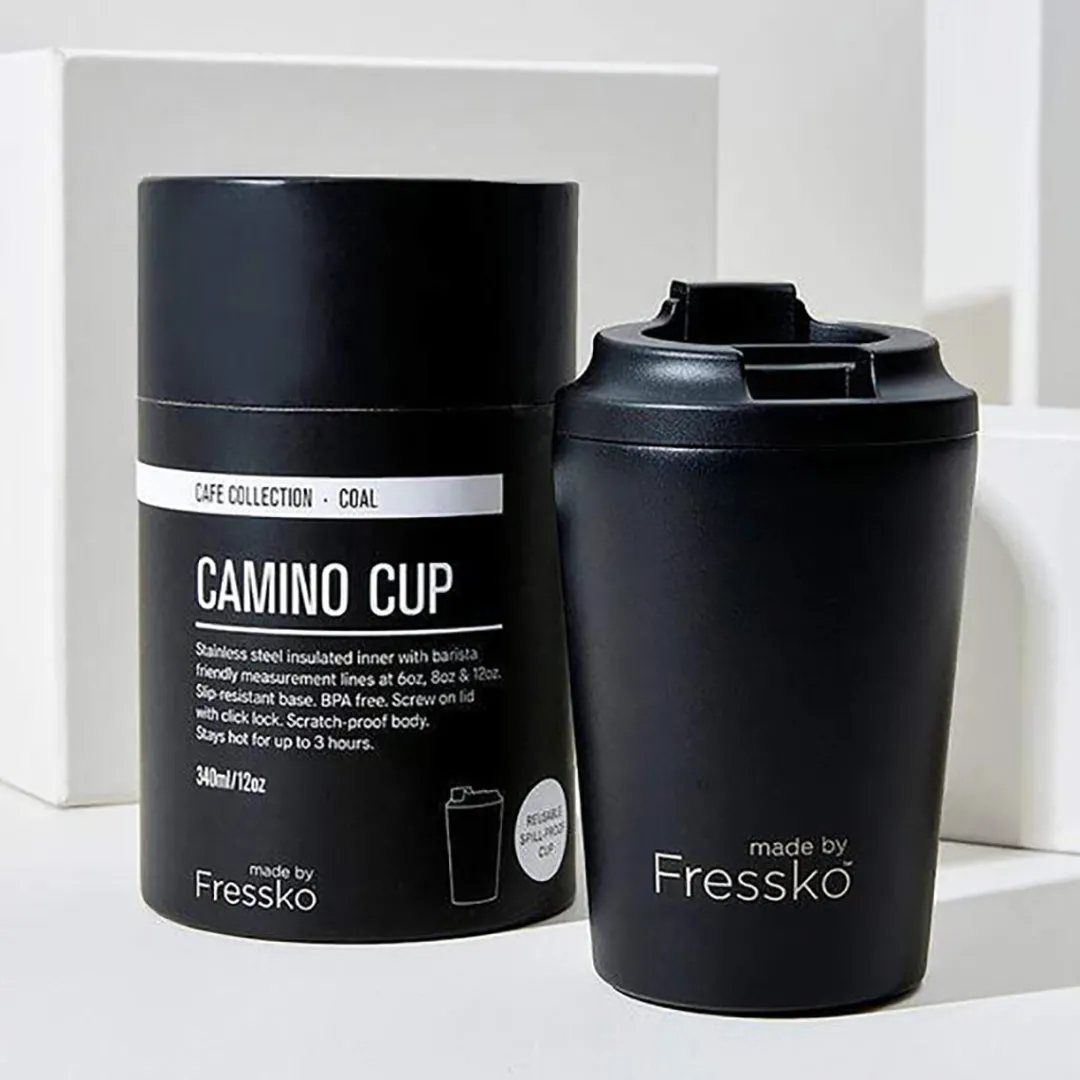 camino_reusable_cup_oz_co_1.webp Made by Fressko Camino Re-Usable Cup 12oz Coal^ Tea & Coffee | Fathers Day