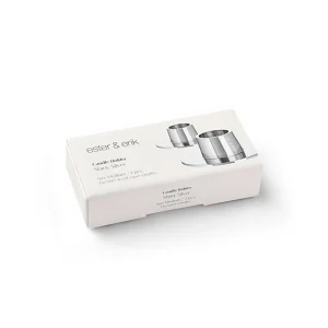 Ester and Erik Candle Holder Shiny Silver Set / 2^ Candles / Candleholders | Christmas Baubles And Decor