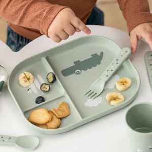 Done By Deer Foodie Compartment Plate - Green^Kids Eat & Drink