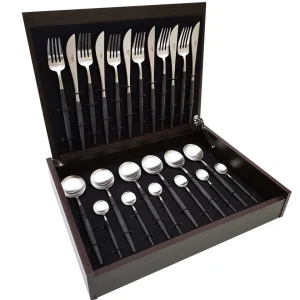 Cutipol Goa Black & Matte Silver 24pc Cutlery Set^ Cutlery