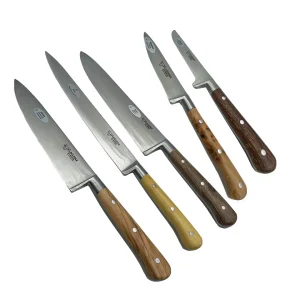 Laguiole En Aubrac Handcrafted 6-Piece Kitchen Knife Set with Mixed Wood Handles, Magnetic Oak Block^ Knives & Boards