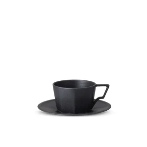 Kinto Oct Cup & Saucer 80ml Black^ Tableware | Tea & Coffee
