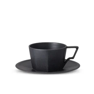 Kinto Oct Cup & Saucer 220ml Black^ Tableware | Tea & Coffee