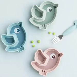 Done By Deer Silicone Stick & Stay Plate Birdee Powder^Kids Eat & Drink