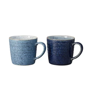 Denby Studio Blue Ridged Mugs / Set 2^ Tableware | Tea & Coffee